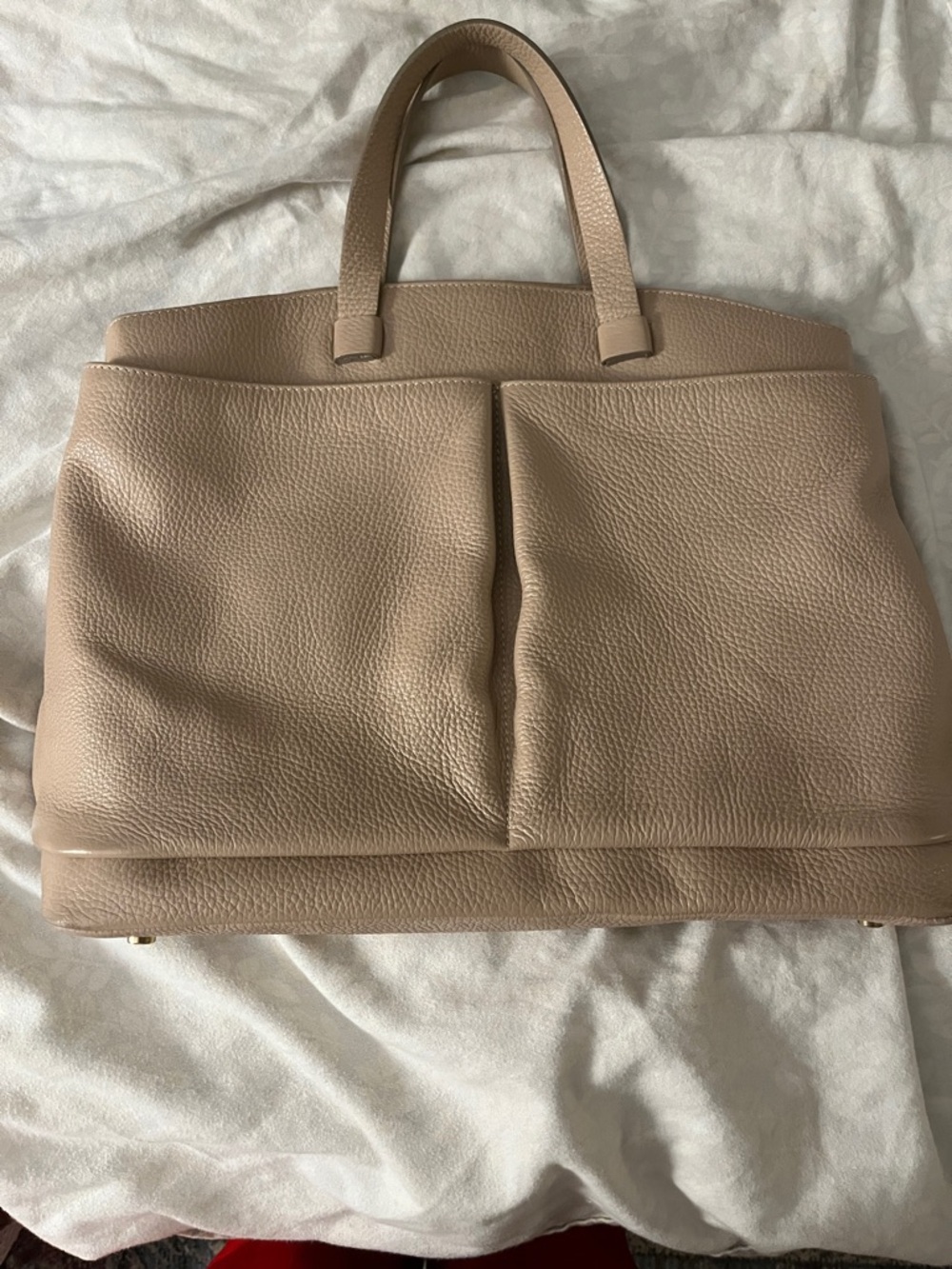 Lia Nina Classic Pebbled Leather Tote in Beig